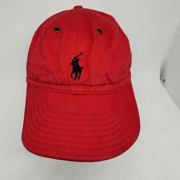 Polo Ralph Lauren Hat Cap Strap Back Mens One Size Red Cotton Embroidered Pony - Picture 3 of 9
